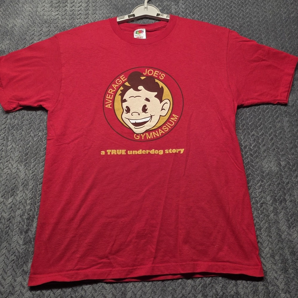 VTG DodgeBall 2004 Average Joe's Gymnasium T-Shirt Men's L‎ Red Movie Promo FOTL